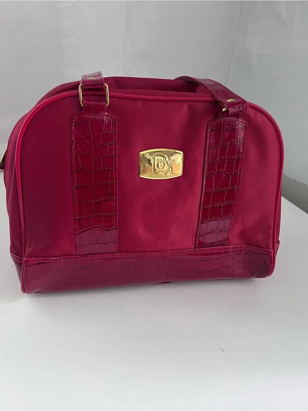 Joy Mangano Red Croc-Embossed Satchel Bag